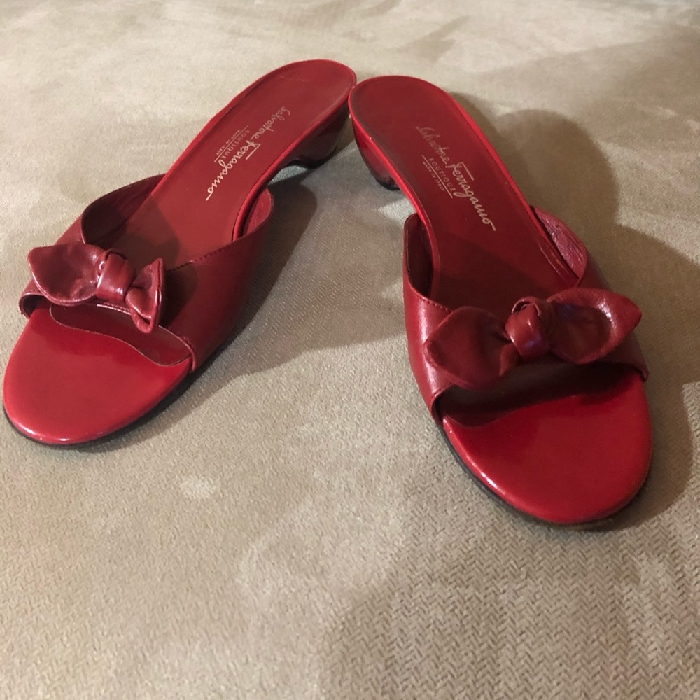 Salvatore Ferragamo red slides